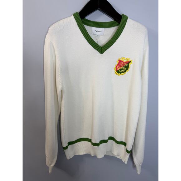 Palmes Off-White PFTC V Neck Knit Sweater Cotton Tennis Preppy Sz M New - Picture 7 of 13